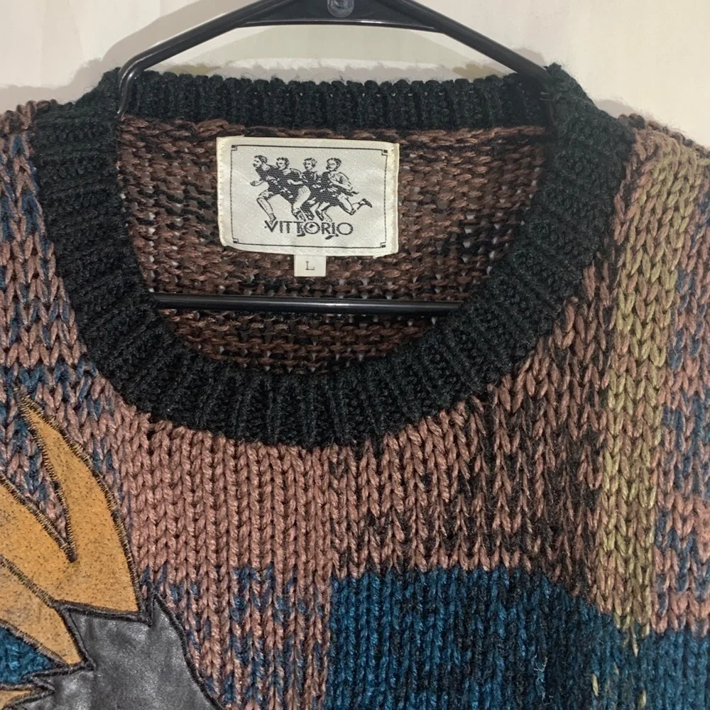 Vintage 1990s Eagle Knit Crewneck Sweater / Vintage 90s size L